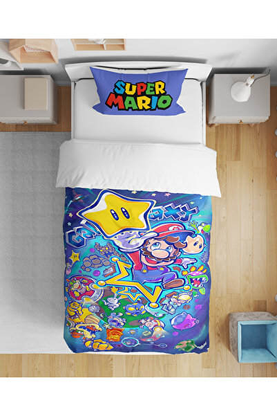 Vaveyla Home Super Mario Patterned 3D Digital Printed Single Boy's Duvet Cove...