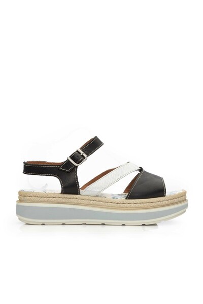 UrbanShoes Sandale dama cu talpa groasa din piele naturala - 488 negru box