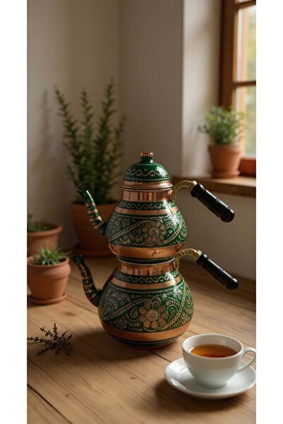 Yardımcı Bakır Since 1997 Copper Erzincan Mine Engraved Large Teapot
