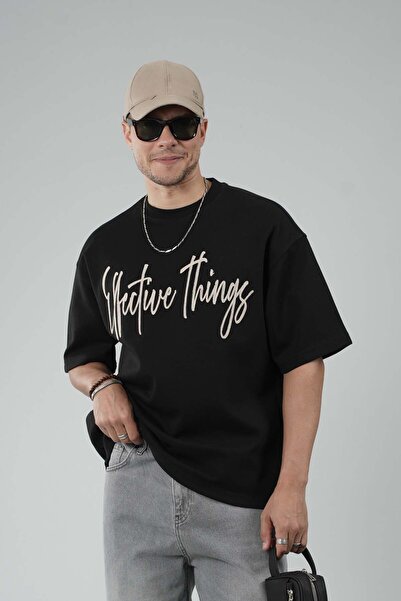 king brich Μπλουζάκι Oversize με στάμπα  "Effective Things " και στάμπα  "Bas...