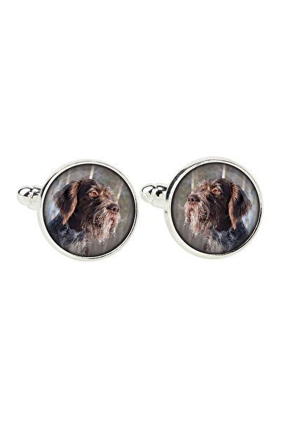 Art - Dog German Wirehaired Pointer - cufflinks, a shirt accessory, a shirt p...