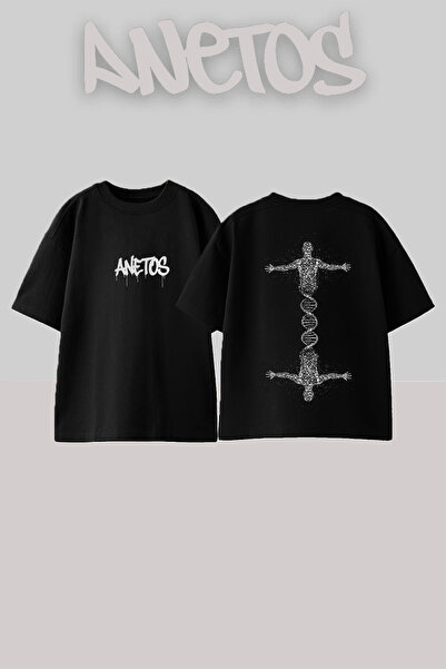 Anetos Μπλουζάκι με σχέδιο με κουκκίδες, εμπριμέ στην πλάτη, βαμβακερό, μαύρο...