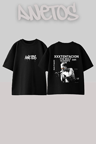 Anetos Μπλουζάκι Xxxtentacion με σχέδιο στο πίσω μέρος, βαμβακερό, μαύρο, ove...