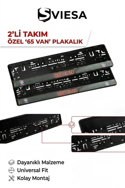 Sviesa 65 Van Kabartma Yazılı Plakalık Seti - Ön Arka Plaka Altlığı - Araca Ö...