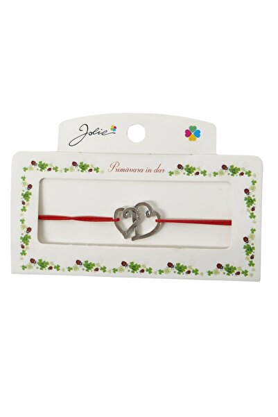 Vader Martisor Bratara cu 2 Noduri, Jolie, Snur Rosu, Model Inimioare, Elasti...