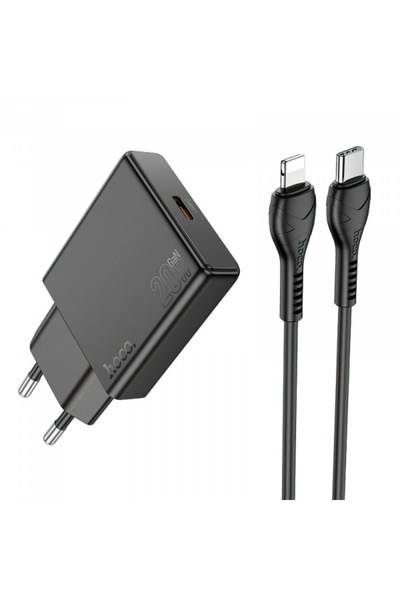 hoco. Incarcator Retea Cu Cablu Lightning HOCO N37, 30W, 3A, 1 x USB-C, Negru