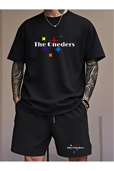 PAVRO Unisex Oversize Σετ Σορτς με Μπλούζα και Σορτς, Άνετο Σετ με Μικτά Τυπω...