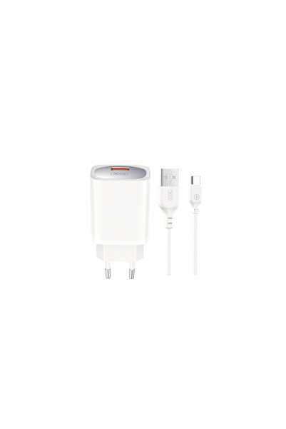 XO Design Incarcator Retea Cu Cablu USB-C CE19, 18W, 3A, 1 x USB-A, Alb