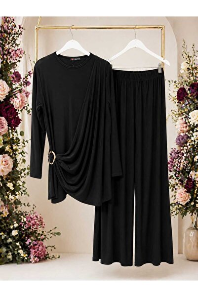 ECK MODA Γυναικείο Σετ Πάνω-Κάτω με Λεπτομέρεια Πόρπης από Εύκαμπτο Ύφασμα Sa...