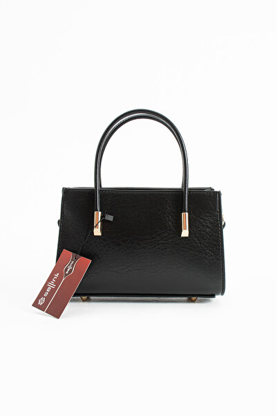 Sellini Gold Detailed Fixed Strap Petra Women's Crossbody Bag Black