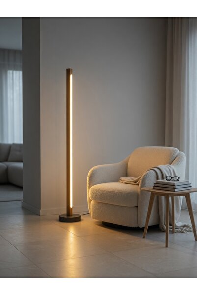 SimaAvize Modern Ahşap LED Lambader | Kumandalı 3 Renk | El Yapımı 145 cm
