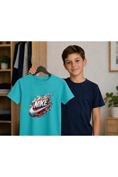 Malfini Παιδικό μπλουζάκι 100% βαμβακερό με στάμπα Nike, για ηλικίες 4-12 ετών