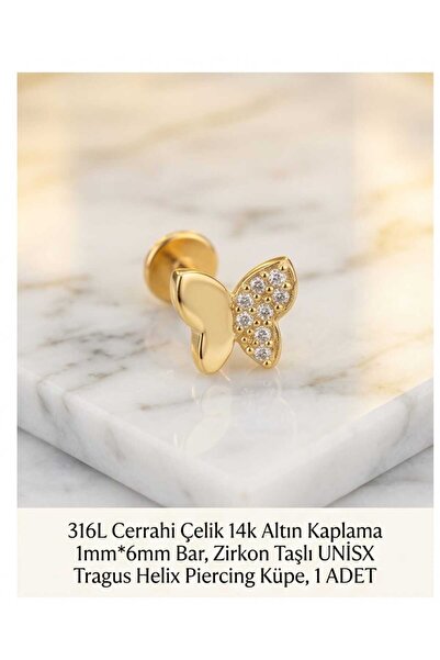 Lunexa 316L Cerrahi Çelik Altın Kaplama Kararmaz Alerji Yapmaz Zirkon Taş Fig...