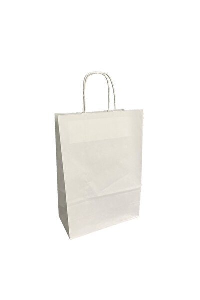 E-ANAMAG Λευκή χάρτινη σακούλα, 22×31x10 εκ., 90γρ./τ.μ., με στριφτές λαβές
