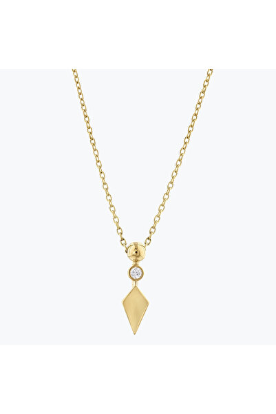 Goldium Jewellery Goldium Kare Taşlı Kısa Üçgenli Kolye