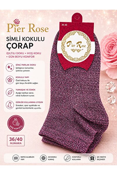 Logis Pier Rose Glittery Women's Socks Scented Shiny Socks 3 Pack