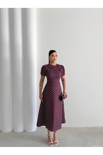 maf collection Γυναικείο φόρεμα αποφοίτησης με κοντό μανίκι, λαιμόκοψη ποδηλά...