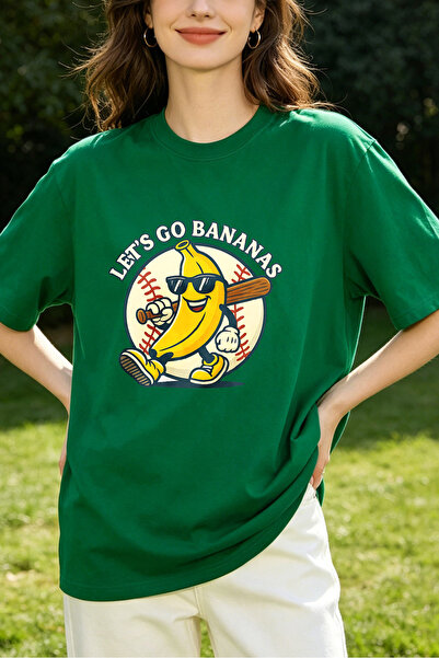 Fleck تي شيرتات نسائية بطبعة Lets Go Bananas Baseball Banana Cartoon Graphic،...