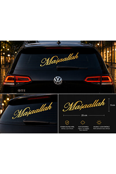 AlpiLeo Maşaallah Araç Sticker 25x5 cm Oto Cam Yazısı Vinil Dekor Araba Motor...