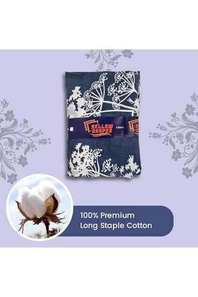Yellow Drapes King Size Blue Color Bedsheet 108x108 Inches - 100% Cotton 800 Thread Count, Double Brushed - Ultra Soft & Breathable Luxury Bedding Set with Matching Pillow Covers, Wrinkle Resistant