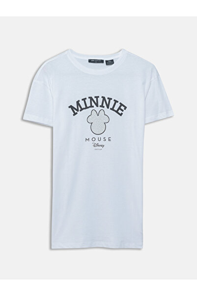 LC Waikiki Tricou de damă cu guler rotund și imprimeu Minnie Mouse