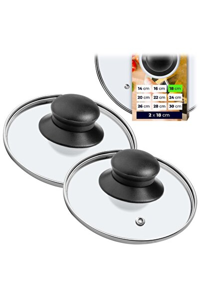 KADAX Capac de sticlă 18 cm, set de 2, rezistent la căldură, pentru oale și t...