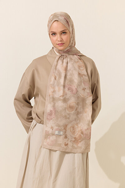 cs camellia scarf Ζένια Μαλακό Βαμβακερό Σάλι - Μπεζ