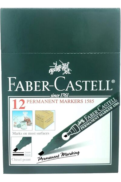 Generic Faber-Castell Chisel Tip Permanent Marker Pen, Black, Box of 12 Pieces