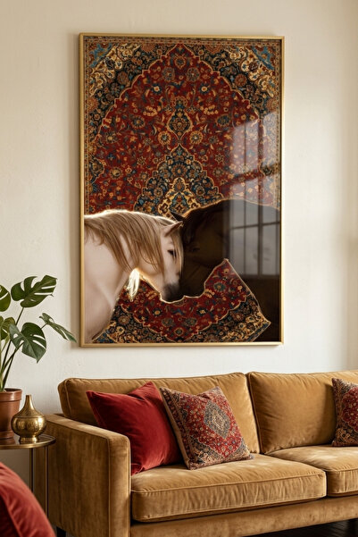 sayetablo Tablou decorativ cu imprimeu pe sticlă cu motive de cal și covor - ...