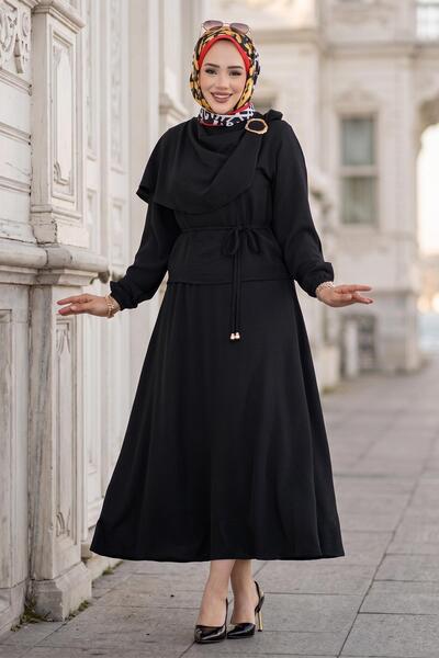hafsamina Σετ Ayrobin με λεπτομέρεια αγκράφας και φούστα, Μαύρο HM2913