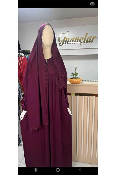 inanclar tesettür KENDİNDEN BAŞ ÖRTÜLÜ NAMAZ ELBİSESİ