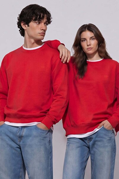 Sabri Özel Unisex Kırmızı Normal Kesim Regular Fit %100 Pamuk Bisiklet Yaka S...