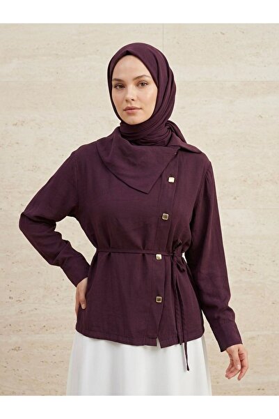 Lunsera Store Cross Buttoned Tunic-Burgundy