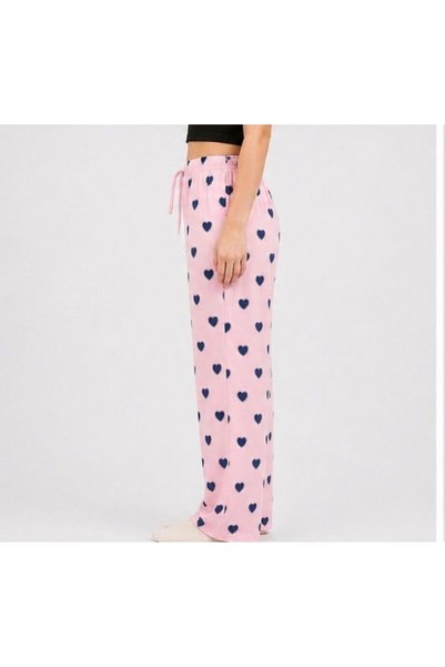 OTD STORE بنطلون بيجامة نسائي بنقشة قلب، مطاطي من الأسفل، مريح، مناسب للارتداء المنزلي