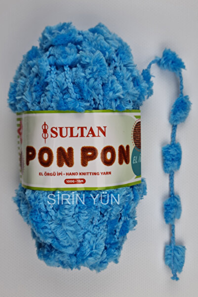 Sultan Ponpon İp 100 Gram 15 Metre %100 Polyester Mavi 929