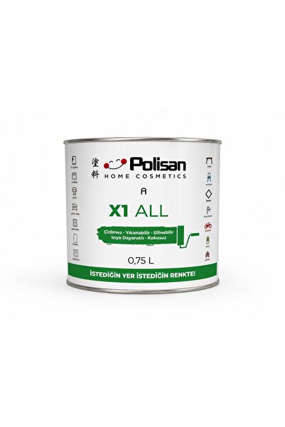 Polisan X1 ALL ÇOK AMAÇLI BOYA 0,75 L istenilen renk yapılır