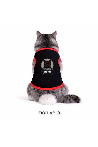 Modetra New Season Summer Bad Cat Printed Colorful Piping Cat Outfit - Unders...