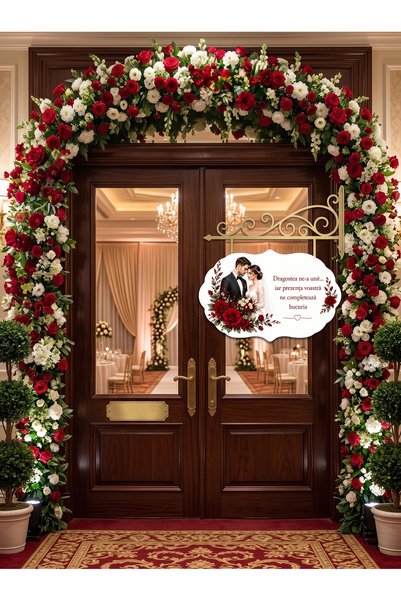 Bello Carino High quality decoration products Plăcuță de întâmpinare pentru nuntă cu design floral, 64x40 cm