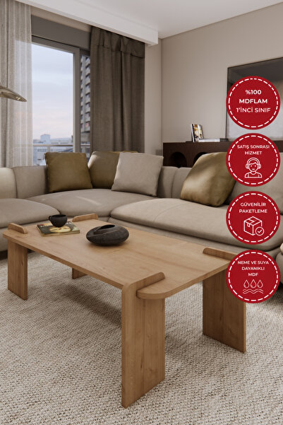 Odaco Fuji Modern Premium Oval Ayaklı %100 MDFLAM Salon Orta Sehpa 120x60x40 cm
