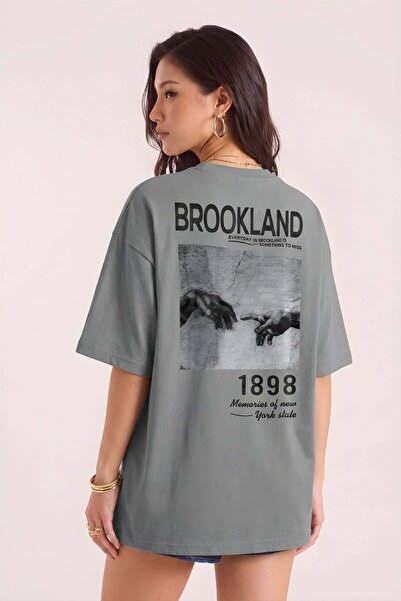 VACHT Women's Oversize Casual T-Shirt 1898 Printed Gray