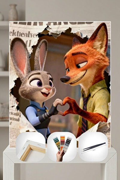 PixMo Sticker Mozaik Tablo Seti Tuvale Gerili 40x50cm Zootropolis'te Aşk Kend...
