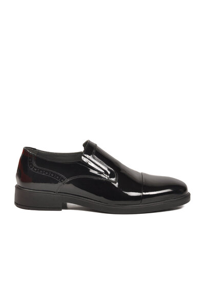 AYAKMOD Black Patent Leather Genuine Leather Men's Casual Shoes 022 m