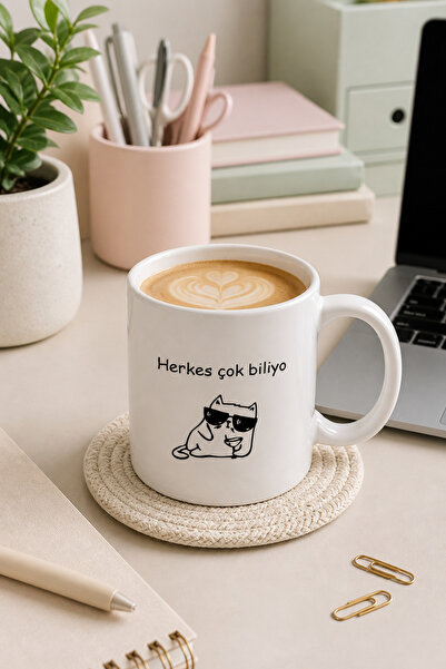 Duxy Mug with Funny Writing and Cat – Designed Porcelain Mug – Fun Gift for O...