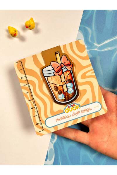 OverDuck Ice Latte Mıknatıslı Kitap Ayracı – Fiyonk Detaylı Cute Coffee Bookmark