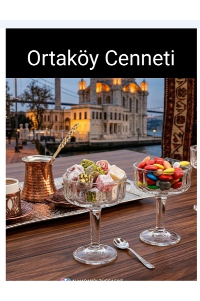 ORTAKÖYCENNETİ 6'lı Manolya Ayaklı Cam Lokumluk – Kahve Yanı Şekerlik, Sunuml...