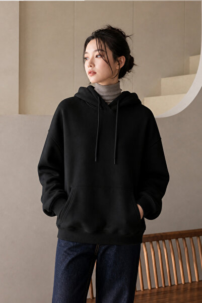 BLUE STREET Women's Comfortable Fit Hooded Sweatshirt Oversized Cut