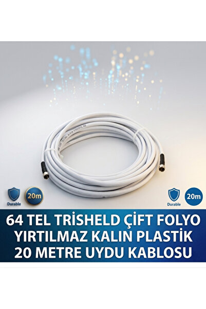 OEM Çanak Anten Uydu Televizyon Kablosu Rg6 Hd 64 Tel Trısheld Çift Folyo Yır...