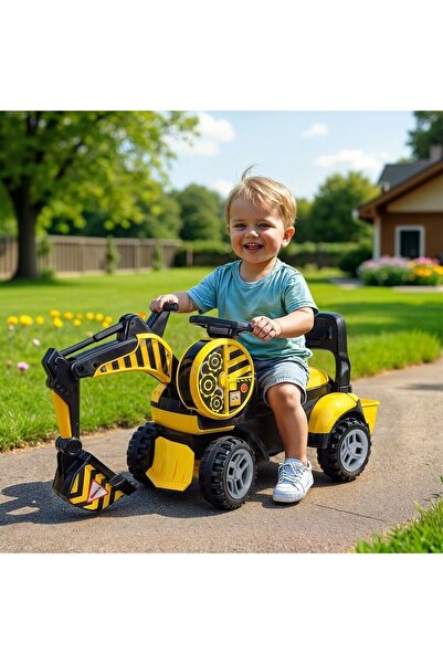 TOYSTURKA Pedalsız Bin-Git Kepçe İnşaat Aracı Renkli Eğlenceli Tasarım Boyutl...