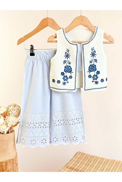 Pinkitokids Premium Embroidered Vest 3-Piece Girls' Set