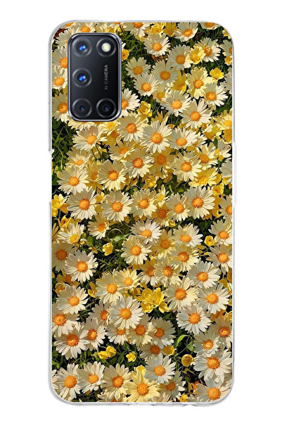 TechTree OPPO A52-A72-92 Uyumlu Papatya Bahçesi Sulu Boya Baskılı Silikon Kılıf